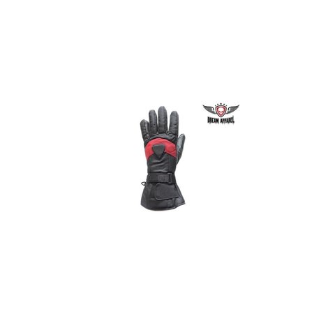 NEWGROOVE Motorcycle Full Finger Gloves with Red Stripe - Small NE1537204
